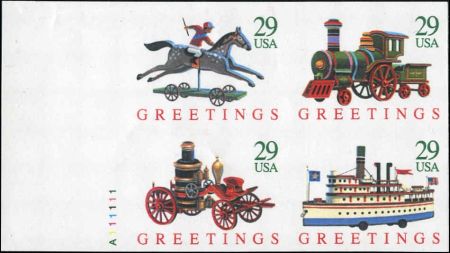 US 2718Pa Error 29? Christmas Toys Imperf Pane of 4 cv 600.00