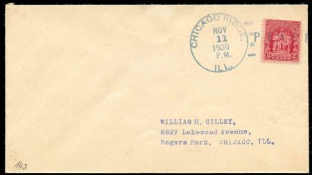 US Illinois, Chicago Ridge 680 Fancy Cancel Cover, Veterans Day