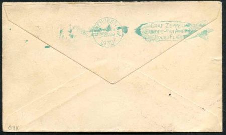 US 1930 C15 FDC VF stamp on flown First Day on lightly toned cover with handwritten cachet, 1/4 tear at left