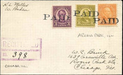 US Illinois, Chicago 635, 638, 540 Fancy Cancel Cover, "Paid" Cancel