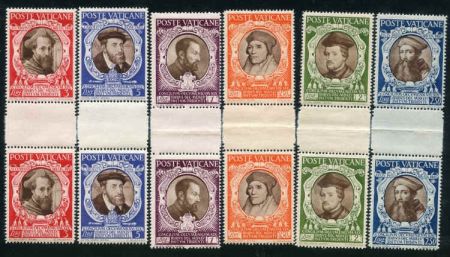 Vatican 110 - 121 F - VF NH Error Gutter pairs, some folded vertically