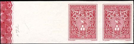 Vatican 72 - 76 Error Pairs VF Imperf Proofs, No Gum as Issued