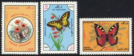 Afghanistan 1032 - 1034 NH Butterflies