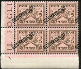 Vatican J1 XF NH Strong Shifted Ovpt to left LL Corner Block