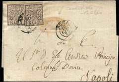 Italian States - Roman States 6 (2 on cover) VF - Each 4 margin VF to naples with red maritime cancel