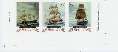 Marshall Is. 827 Imperf Strip of 3, Ships