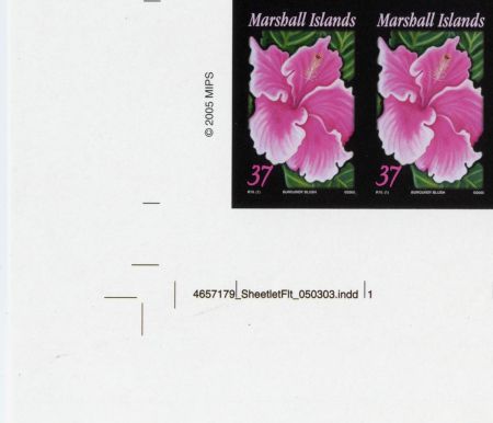 Marshall Is. 850 Imperf Pair, Flower, Hibiscus