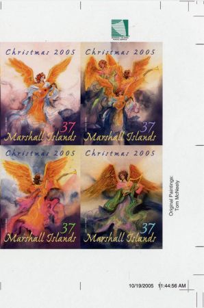Marshall Is. 870 Imperf Block of 4, Christmas, Angels