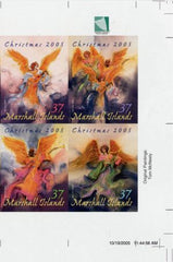Marshall Is. 870 Imperf Block of 4, Christmas, Angels