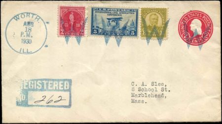 US Illinois, Worth 640, 650, 688, U429 Fancy Cancel Cover, Large W