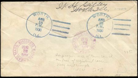 US Illinois, Worth 640, 650, 688, U429 Fancy Cancel Cover, Large W