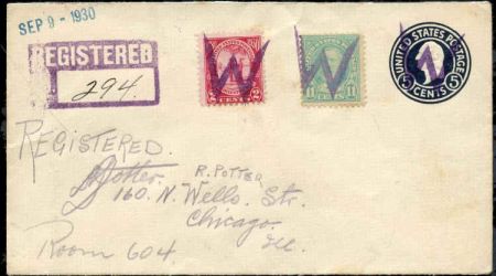US Illinois, Worth 563 , 683 Fancy Cancel Cover, Large W Cancel