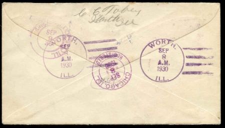 US Illinois, Worth 563 , 683 Fancy Cancel Cover, Large W Cancel