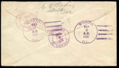 US Illinois, Worth 563 , 683 Fancy Cancel Cover, Large W Cancel