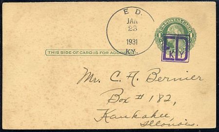 US Kentucky, Ed UY5m Fancy Cancel Cover, Ed in Box