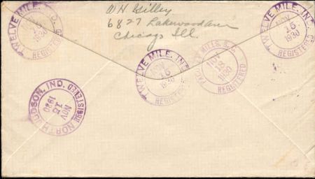 US Indiana, Twelve Mile 563, 651, 683, 688 Fancy Cancel Cover