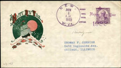 US West Virginia, New 725 Fancy Cancel Cover, New Year's Day