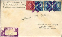 US Wisconsin, Manawa 554, 557 Fancy Cancel Cover, Crossroads