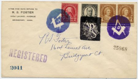 US Pennsylvania, Sharon, 554, 556, 559 Fancy Cancel Cover Masonic symbol