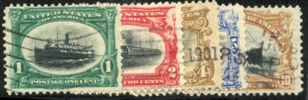 US 294 - 299 Early Commemoratives F - VF Used lt cancels cv $128.50