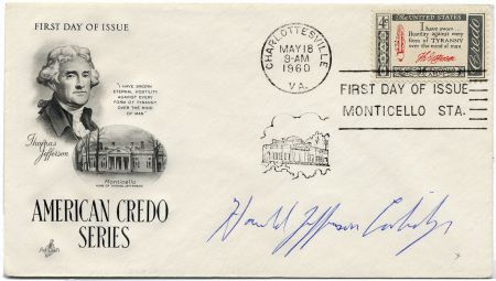 US 1141 Autographed Cover, Harold Jefferson Coolidge Jr.