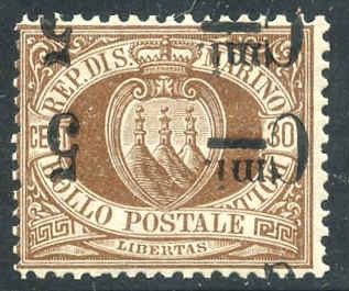 Italy San Marino 26c F - VF for Issue LH Double Inverted Surcharge