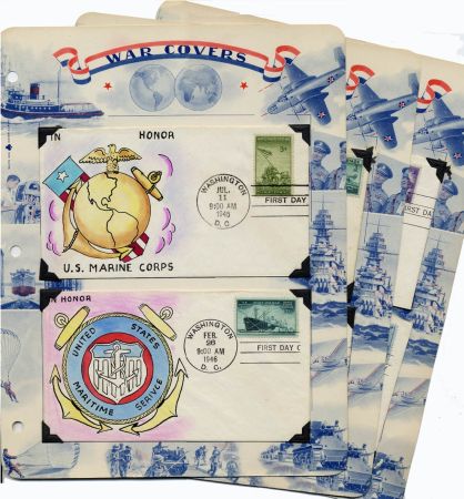 US 929, 934, 935, 936, 939 & 940 FDC's Mae Weigand Hand Painted