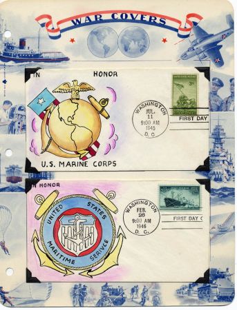 US 929, 934, 935, 936, 939 & 940 FDC's Mae Weigand Hand Painted
