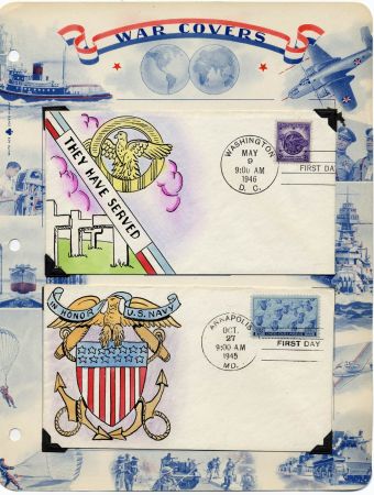 US 929, 934, 935, 936, 939 & 940 FDC's Mae Weigand Hand Painted