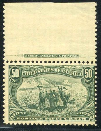 US 291 Early Commemoratives F NH Pristine Top Margin Example