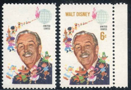 US 1355a Error XF NH Disney Ochre omitted