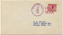 US Illinois, Henton 716 Fancy Cancel Cover, Ski, Leap Year
