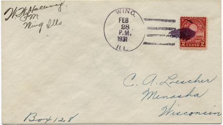 US Illinois, Wing 654 Fancy Cancel Cover