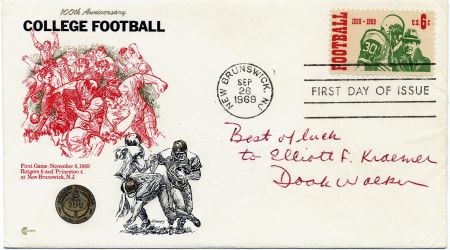 US 1382 FDC Signed by Footbal Hall of Famer, Doak Walker