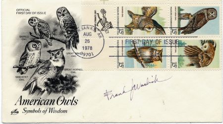 US 1760 - 1763 Owls, FDC Signed by Designer