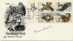 US 1760 - 1763 Owls, FDC Signed by Designer