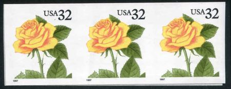 US 3054a Error VF NH Imperf Strip of 3 Minor Wrinkle