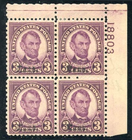 US 661 F - VF + LH Kansas Overprint Plate Block 18803 UR cv $260