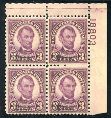 US 661 F - VF + LH Kansas Overprint Plate Block 18803 UR cv $260