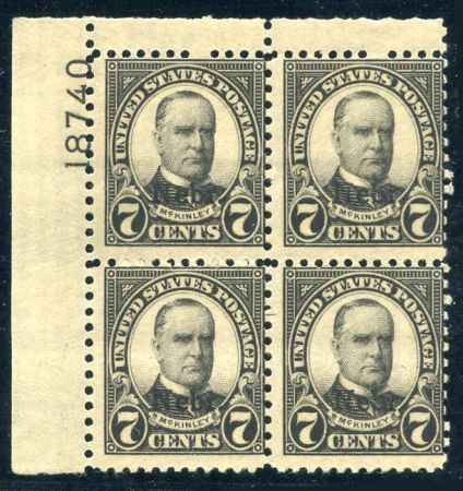 US 665 Ave - F+ NH Plate Block 18740 UL cv $725