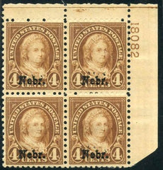 US 0673 VF - XF NH Plate Block 18082 UR cv 425.00