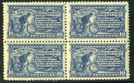 US E11 Special Delivery VF Block of 4 Dark Ultramarine "pink back"