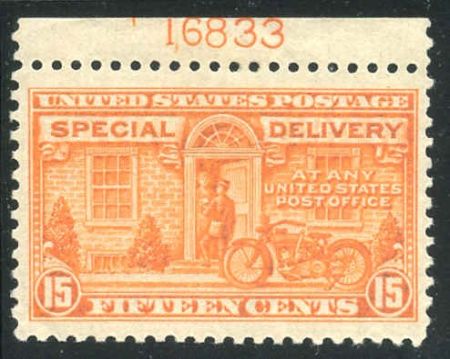 US E13 Special Delivery VF - XF Mint LH Plate Number Single cv $40