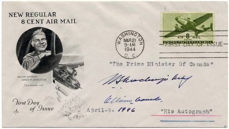 US C26 FDC Signed by Canadaina Prime Minister W.L. Mackensie King