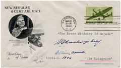 US C26 FDC Signed by Canadaina Prime Minister W.L. Mackensie King