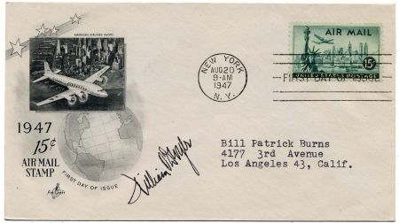 US C35 FDC Signed by Brig. Gen. W. ODwyer, Mayor NY
