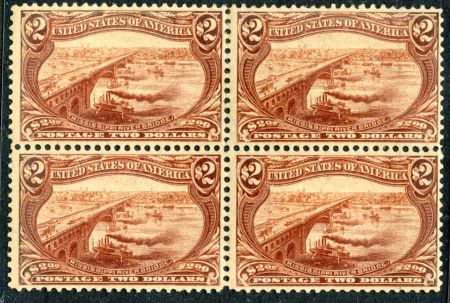 US 293 Early Commemoratives F - VF LH OG Scarce Block