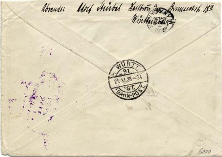 Germany 1928 American Flight Cover "Returned to Sender"