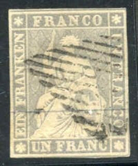 Switzerland 30 Used F 2 1/2 Frame Lines - Small Margins cv $1,000