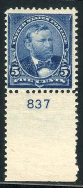 US 281 Bureau & Regular Issues F - VF NH Plate Number Single 837 cv $100